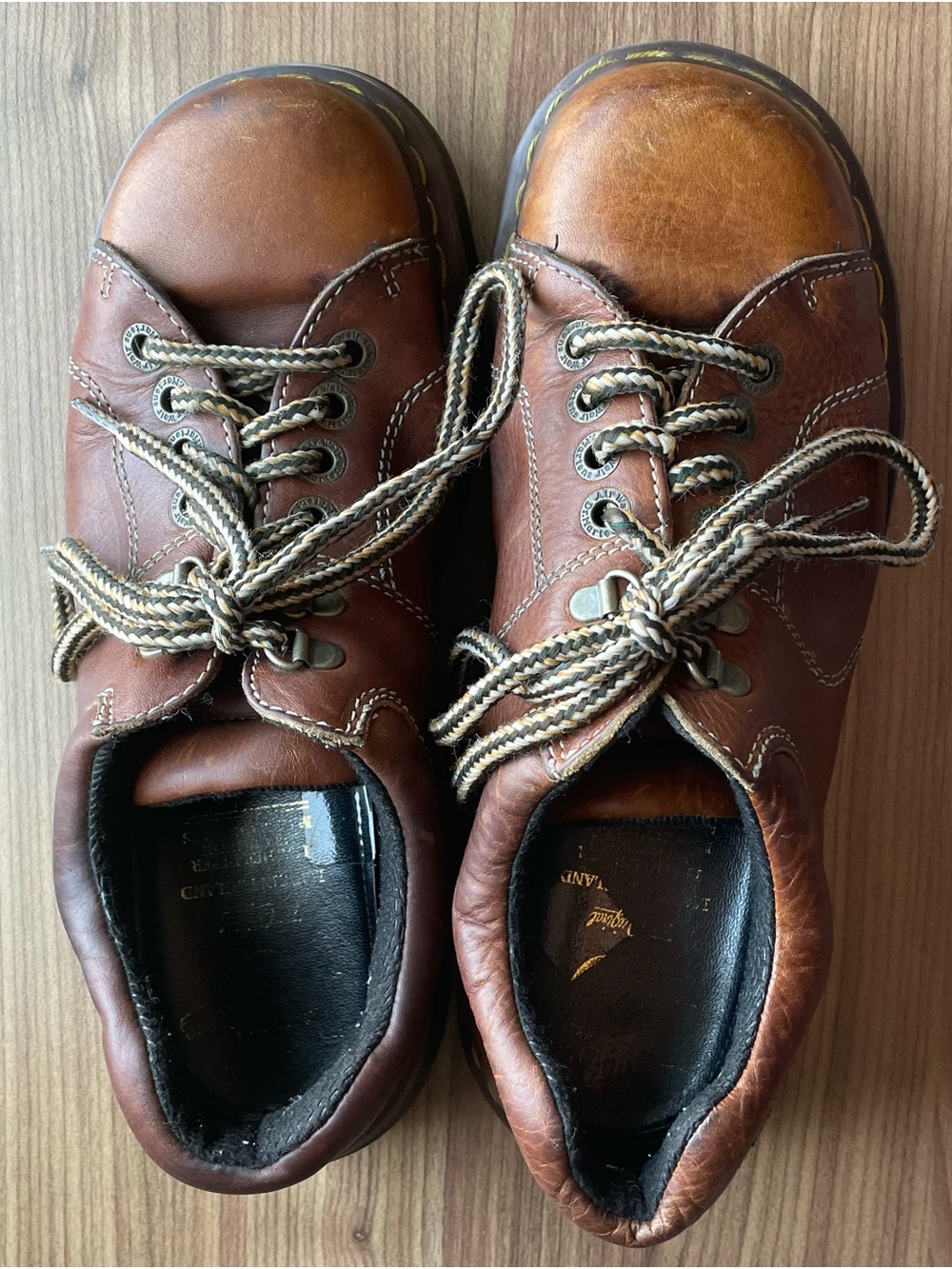 VTG Dr. Martens 8A40 Brown Leather Platform Oxfords Made in England Chunky Men 8
